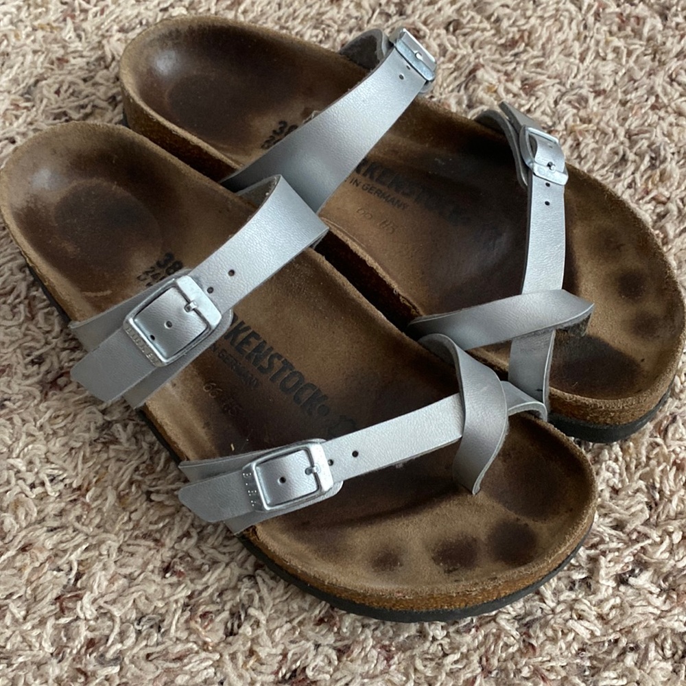 Silver Birkenstock 38